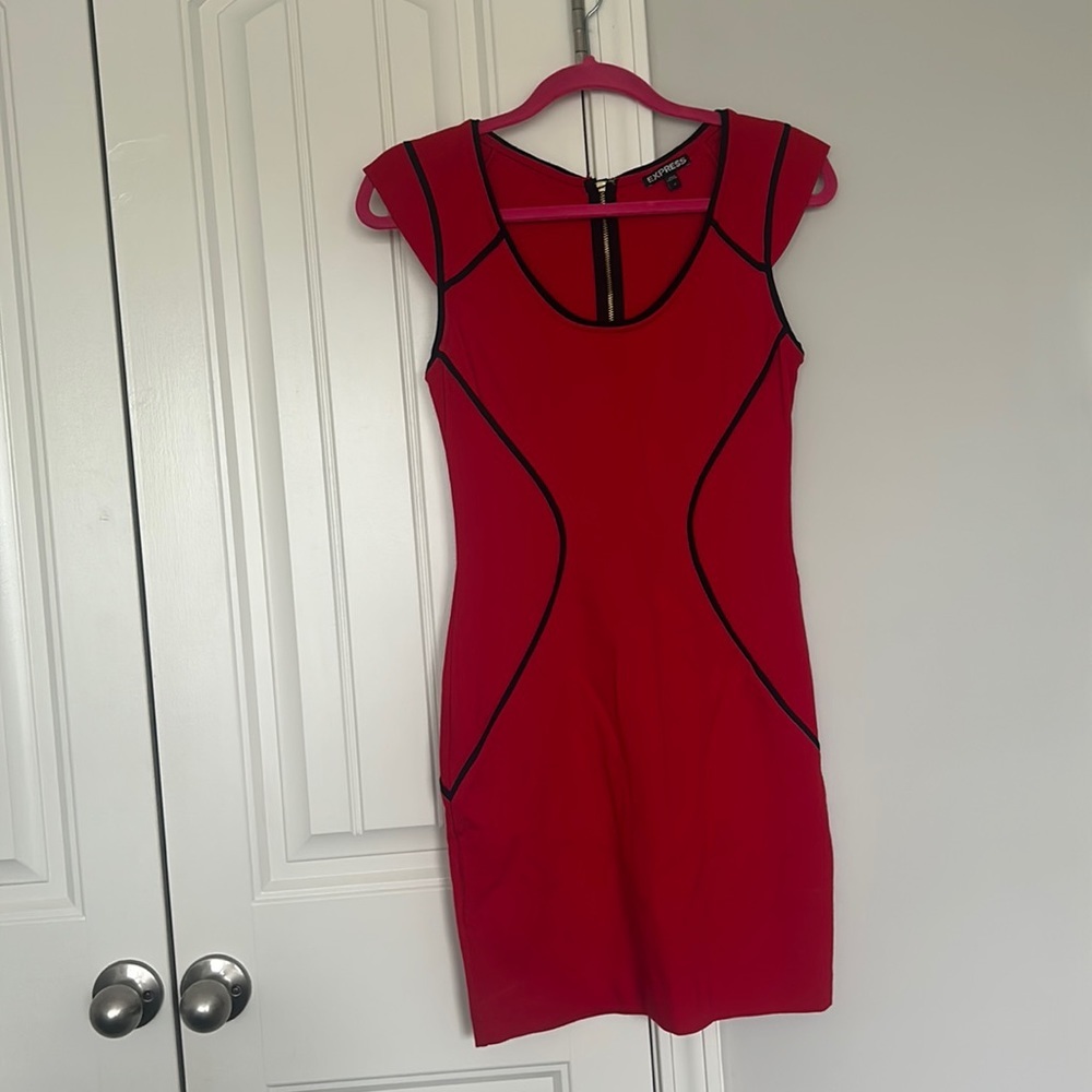 Red Dress with black designs
